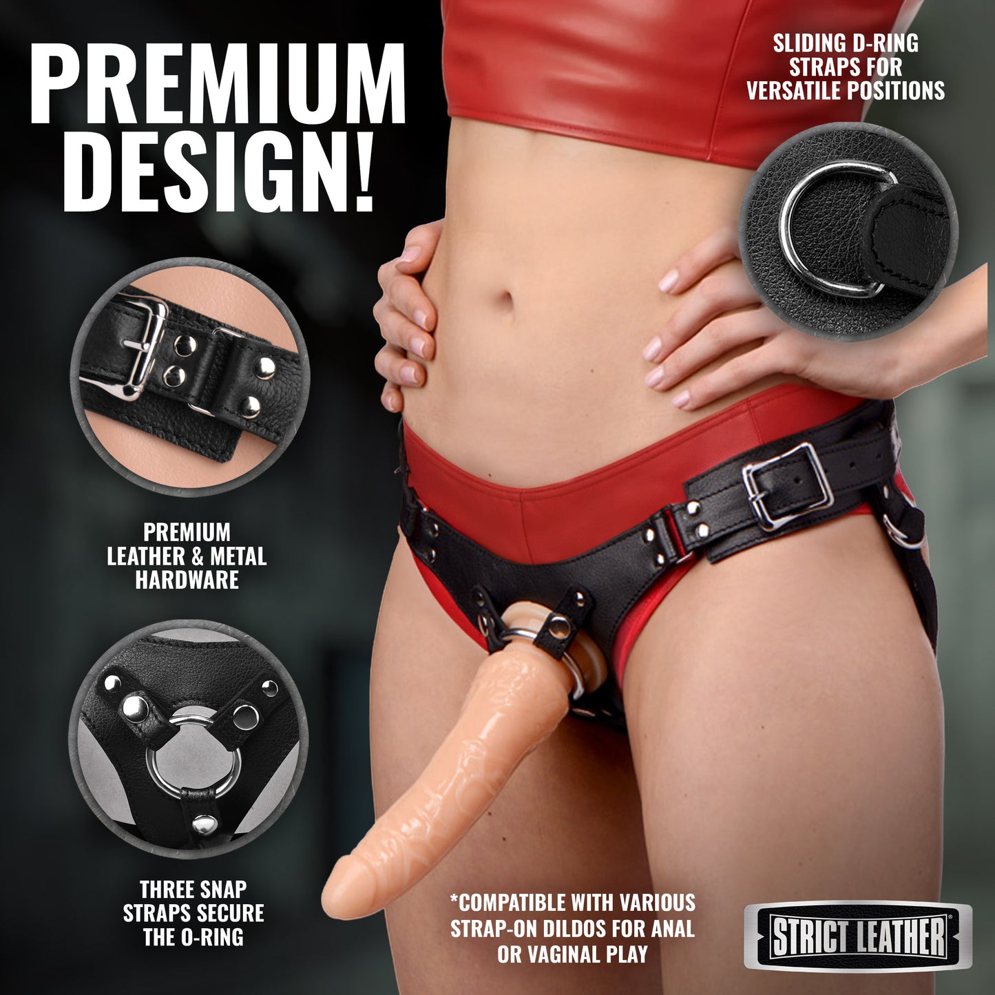 Leather Corset Back Strap On Dildo Harness