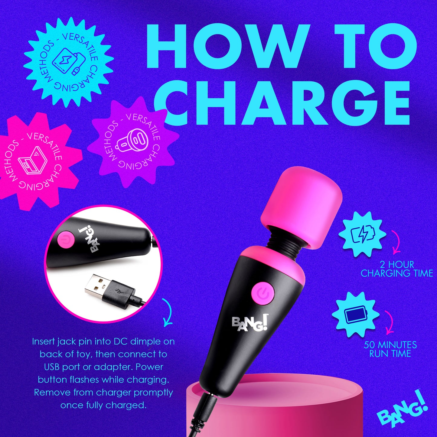 10X Ultra Powerful Silicone Mini Wand - Pink