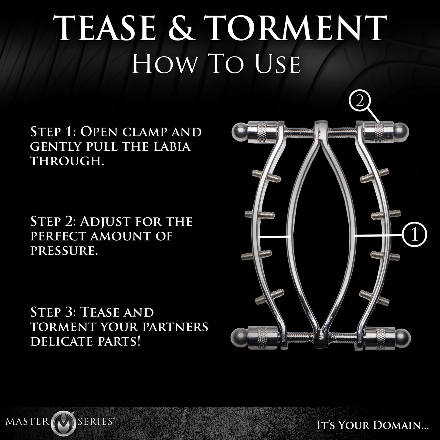 Spread Em Stainless Steel Poker Labia Clamp with Adjustable Pressure Screws