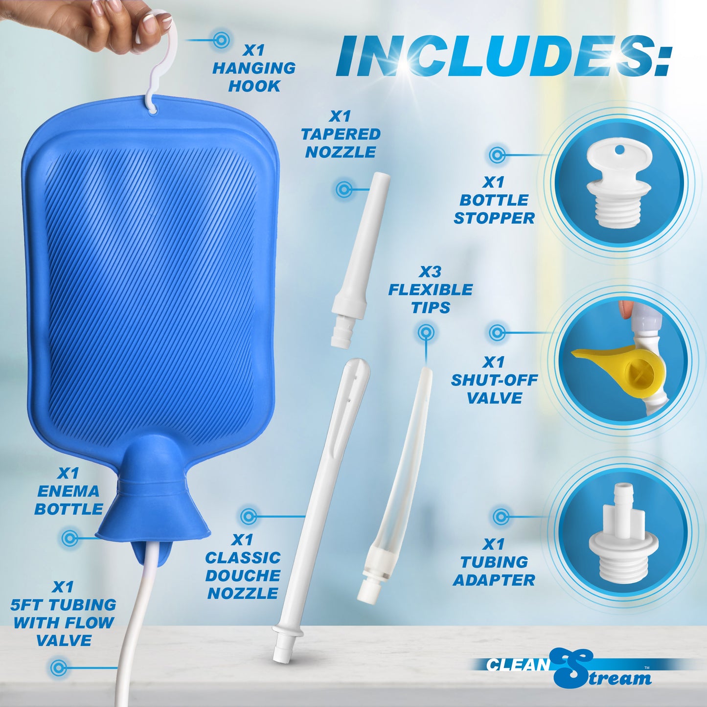 Deluxe Shower Enema Kit with 5 Tips