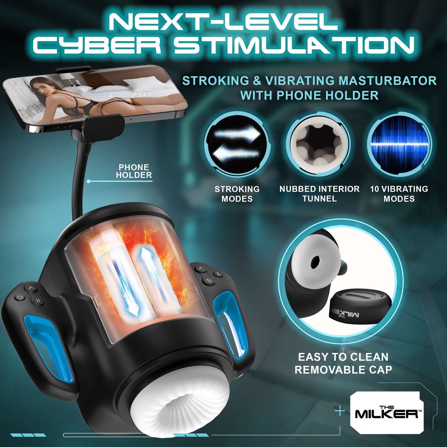 Cyber Milker Stroking & Vibrating Masturbator