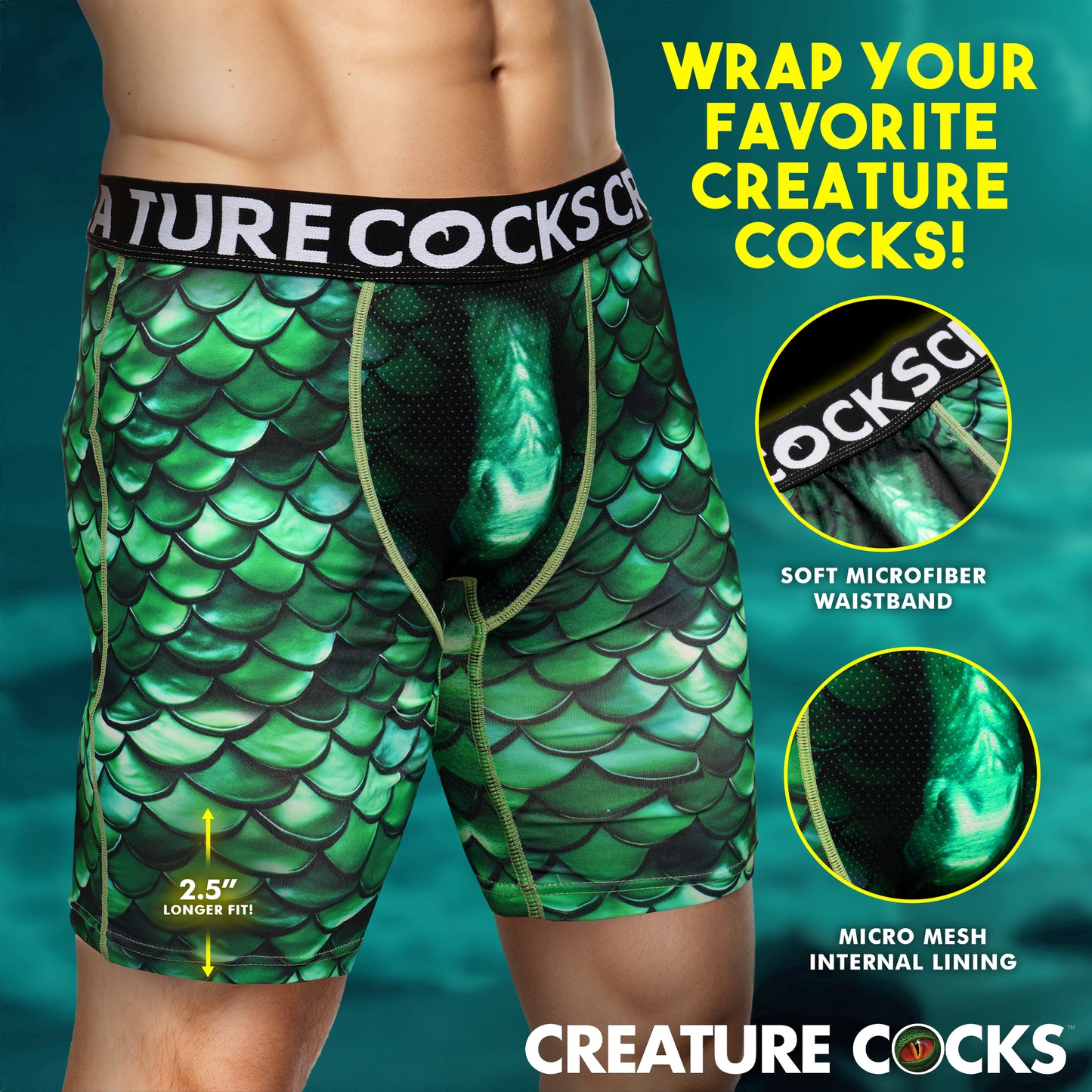 Creature Wear Cockness Monster Lake Creature Boxer Shorts - Medium