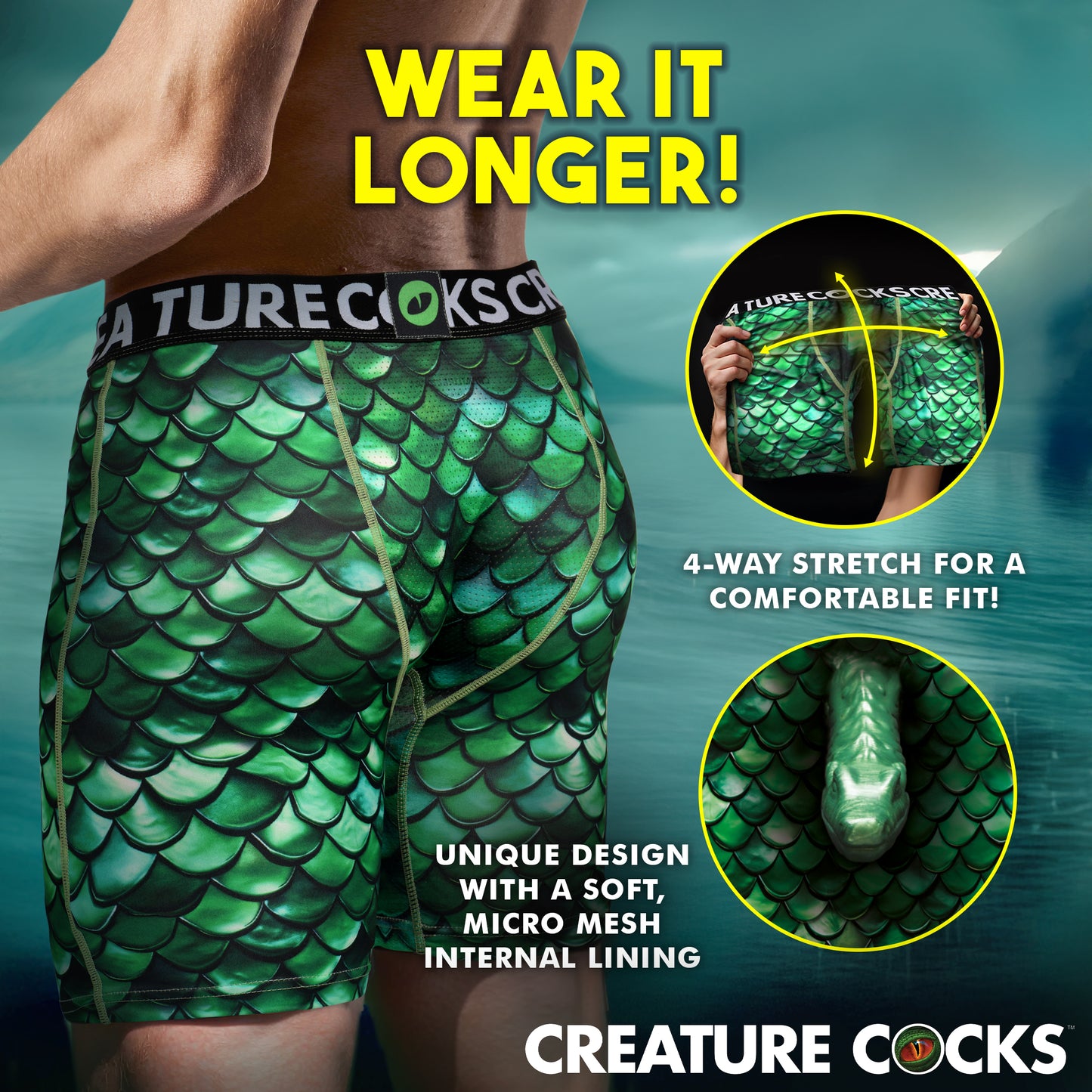Creature Wear Cockness Monster Lake Creature Boxer Shorts - Large