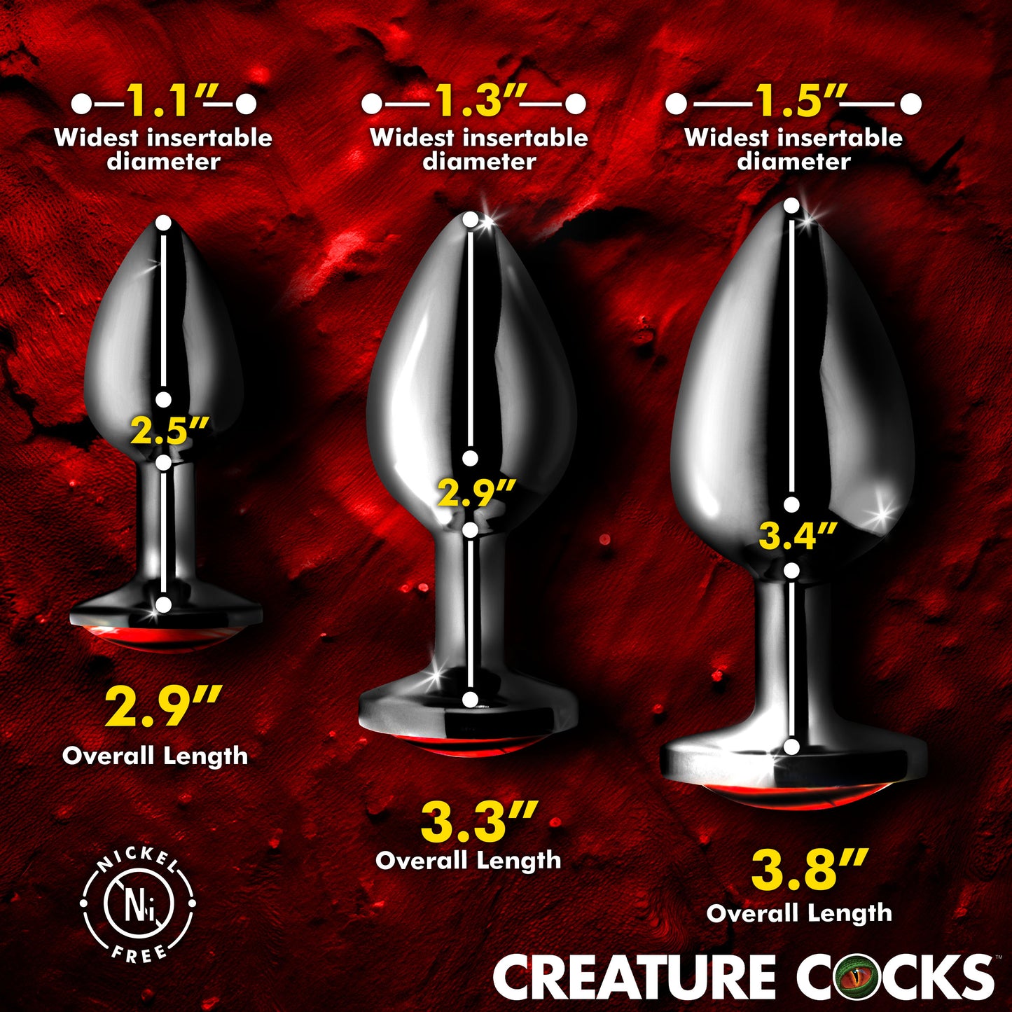 Sinister Eyes Red Eye Metal Butt Plug Set