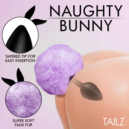 Fluffy Bunny Tail Silicone Plug - Purple