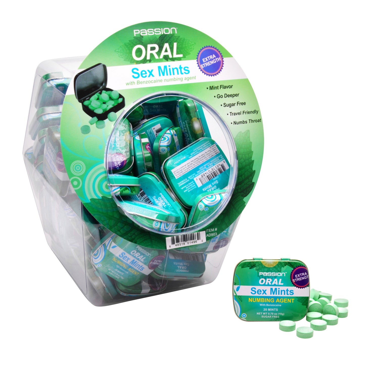 Oral Sex Mints with Numbing Agent Retail Fishbowl Display- 60 Piece Display
