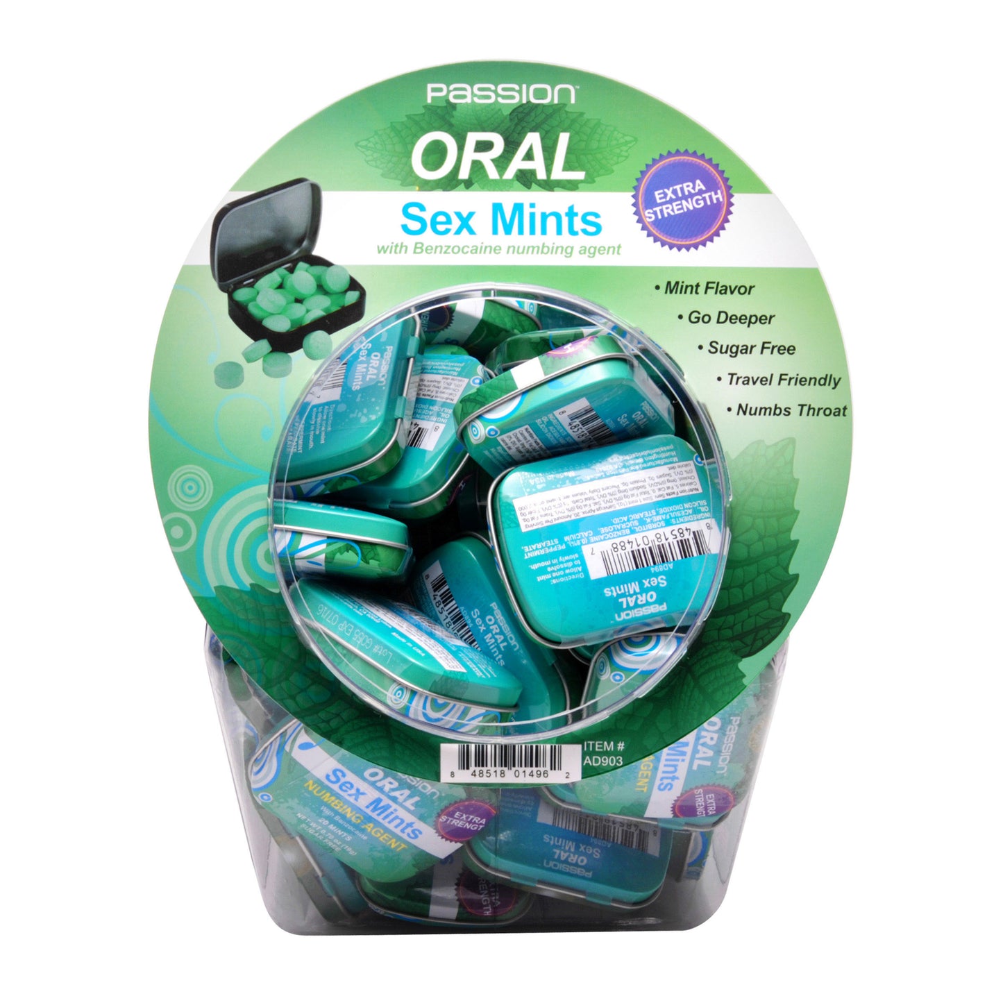 Oral Sex Mints with Numbing Agent Retail Fishbowl Display- 60 Piece Display
