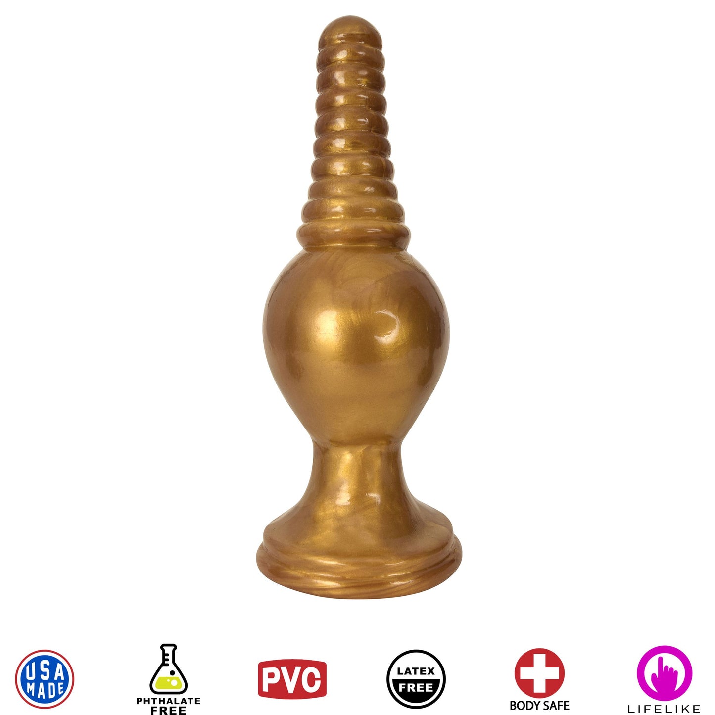 The King Ribbed Tip Anal Plug ��� Gold