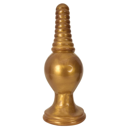 The King Ribbed Tip Anal Plug ��� Gold