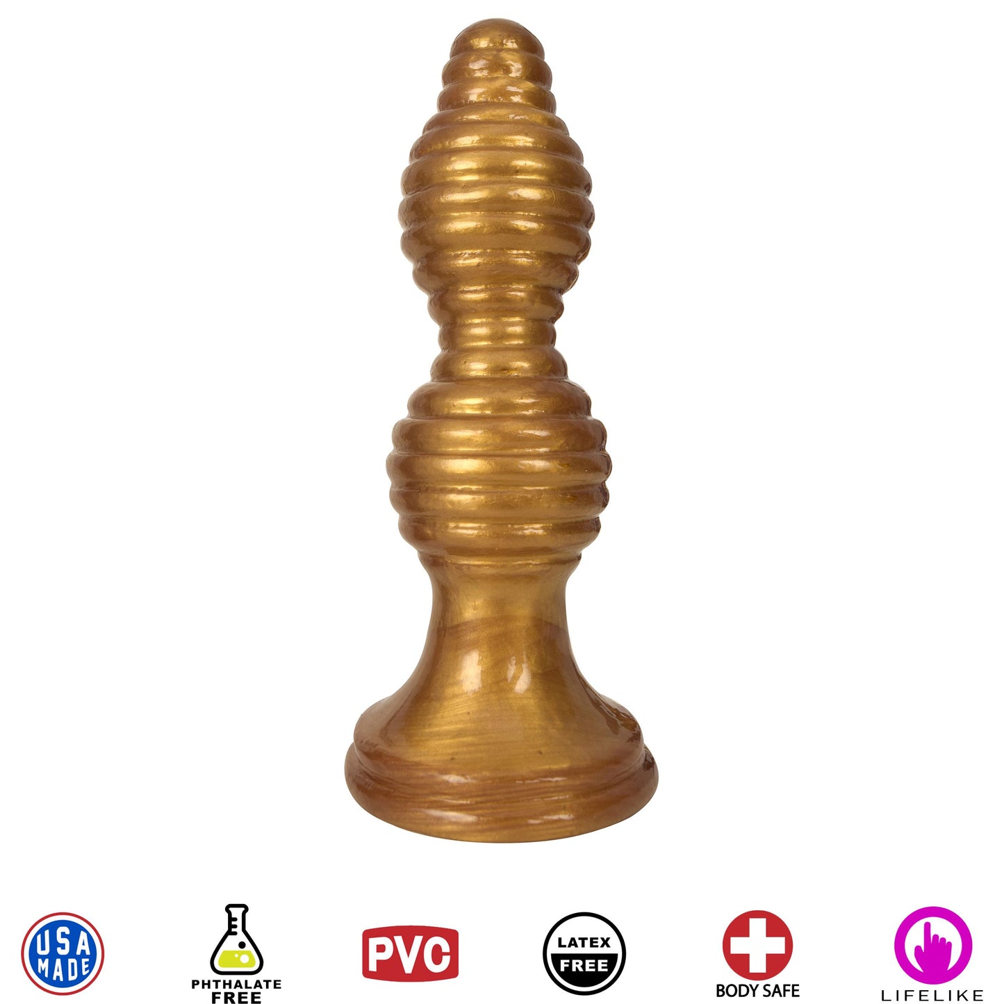 The Queen Ribbed Anal Plug ��� Gold