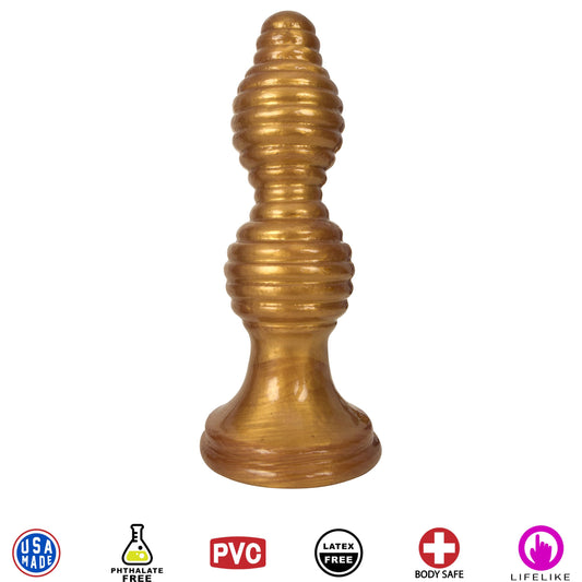 The Queen Ribbed Anal Plug ��� Gold