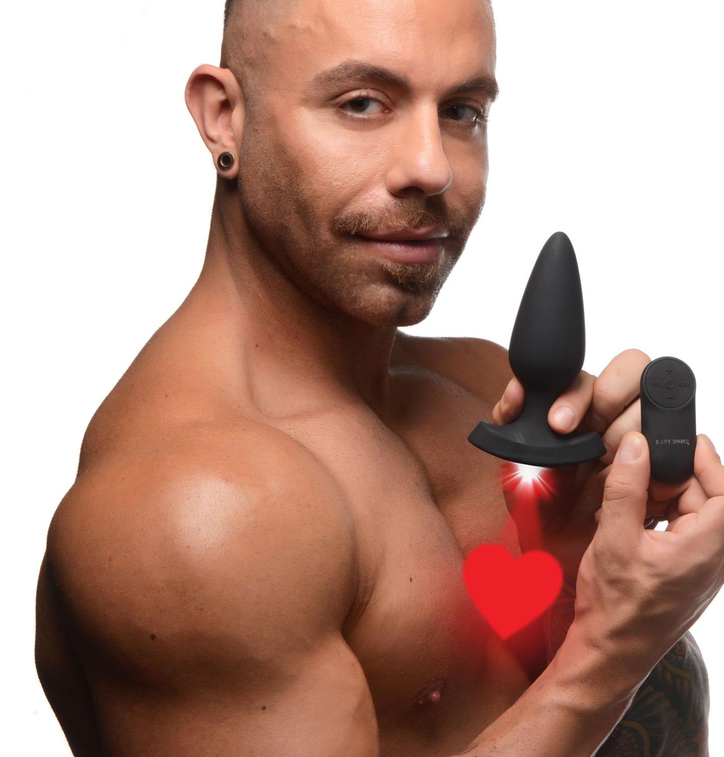 28X Laser Heart Silicone Anal Plug with Remote ��� Large