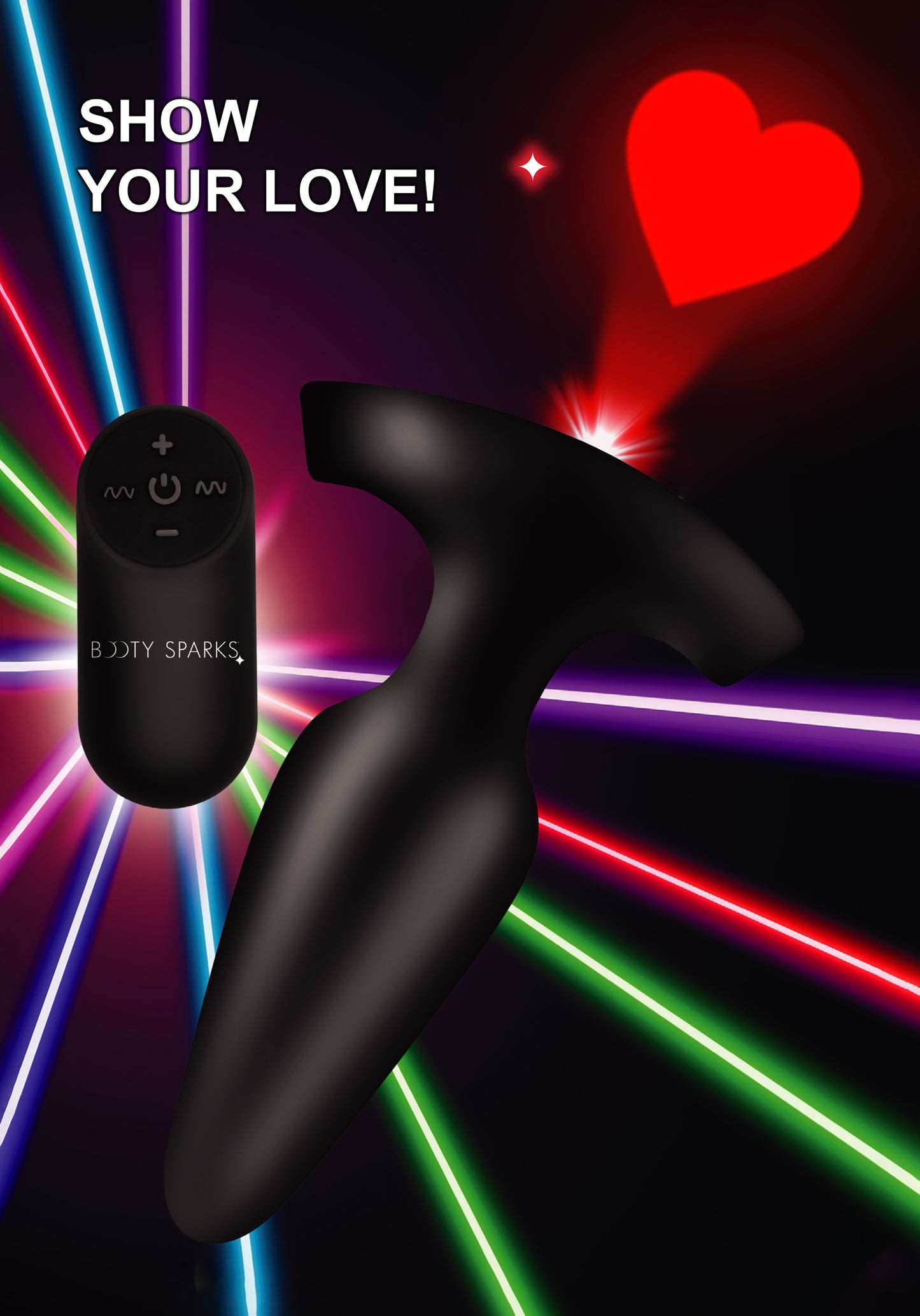 28X Laser Heart Silicone Anal Plug with Remote ��� Small