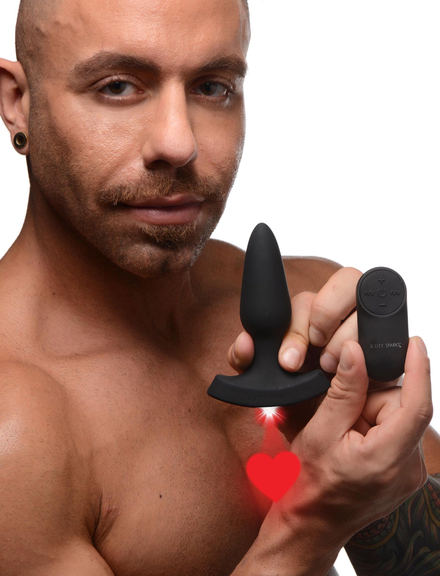 28X Laser Heart Silicone Anal Plug with Remote ��� Small