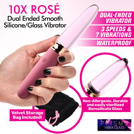 10X Ros�� Dual Ended Smooth Silicone and Glass Vibrator