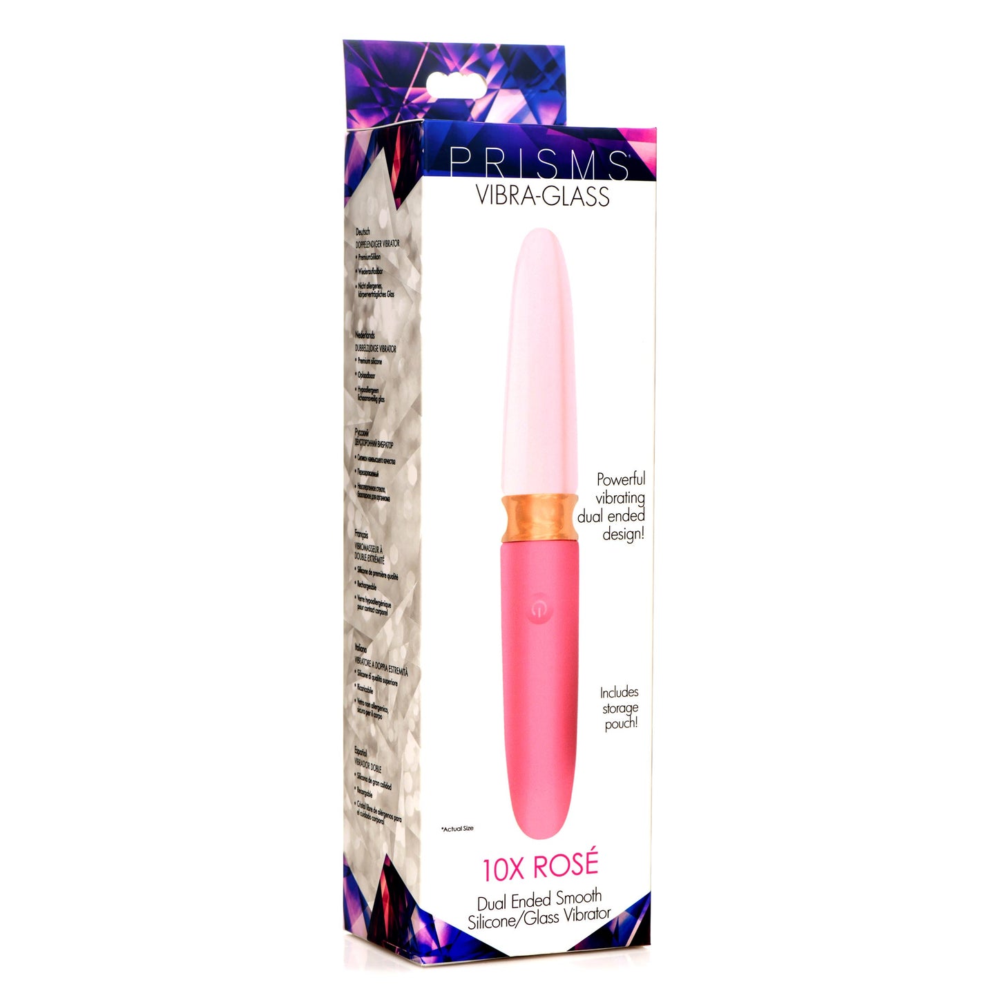 10X Ros�� Dual Ended Smooth Silicone and Glass Vibrator